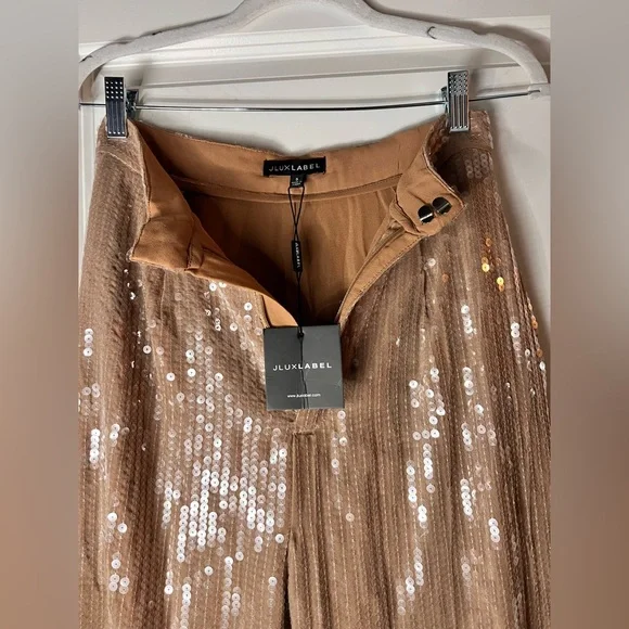 JLUXLABEL - Tan Elowen Sequin Trousers - Picture 4 of 10